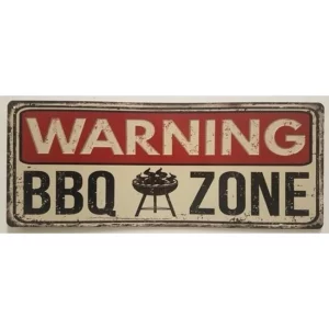 BBQ wandbord Warning BBQ zone 50 x 20 cm